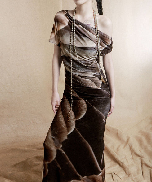 Feather Print Mermaid Dress